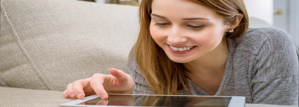 woman watching tablet