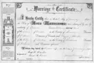 Image of marriage certificate of W. S. Frost and Margaret Jane Barker., January 1st, 1890.